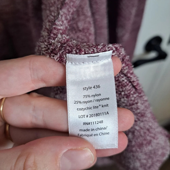 Barefoot Dreams Pink CozyChic Lite Island Wrap Drape Front Sweater Cardigan S/M - Picture 5 of 6